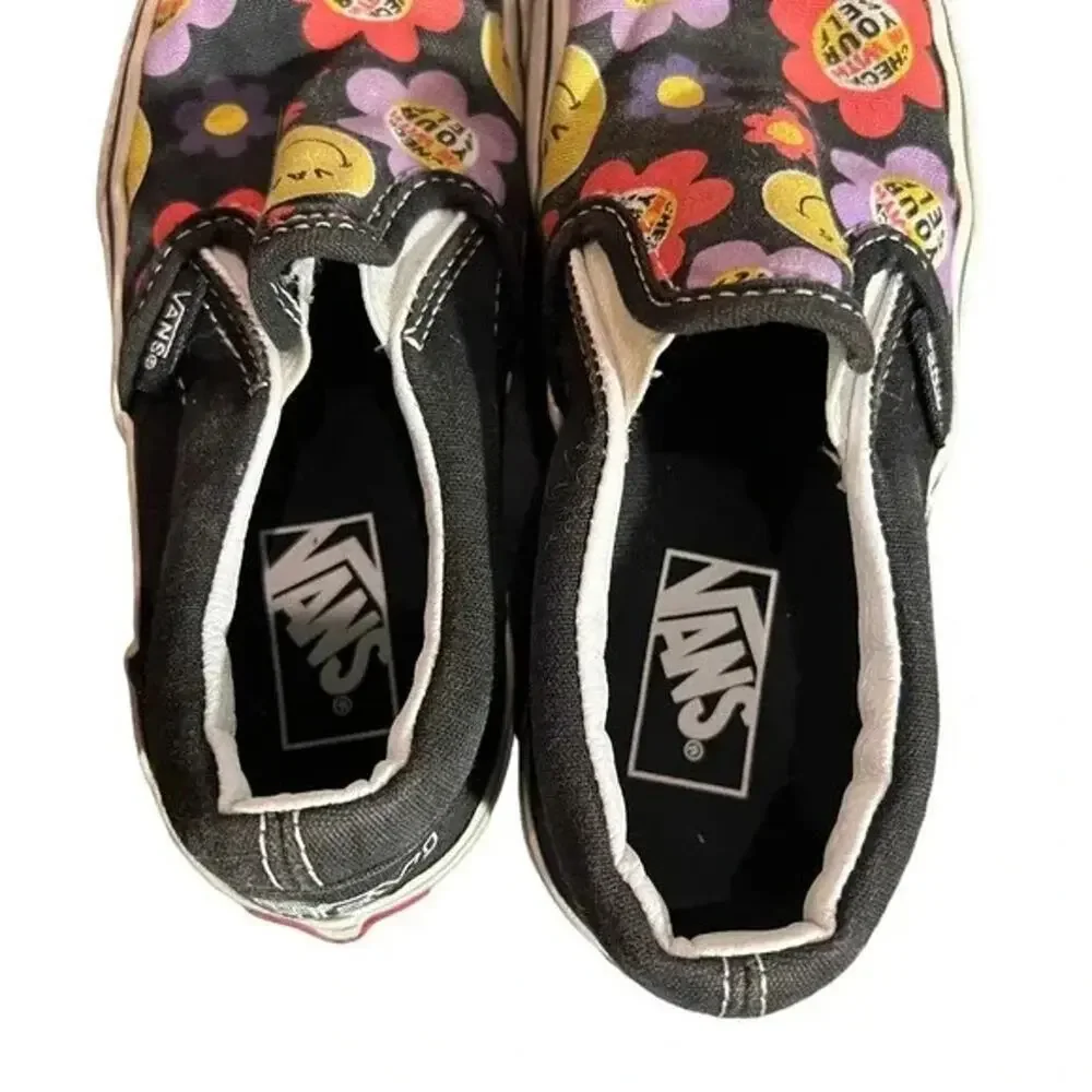 Vans Classic Slip-On Kids US 12 Multicolor Smiley Flower‎ Hey You're